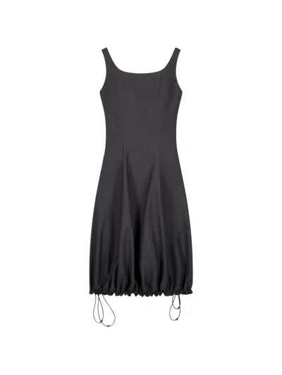 Coperni White Fitted Bodice Bubble Hem Dress In Black