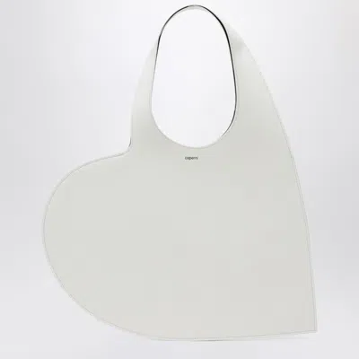 Coperni White Leather Heart Tote Bag