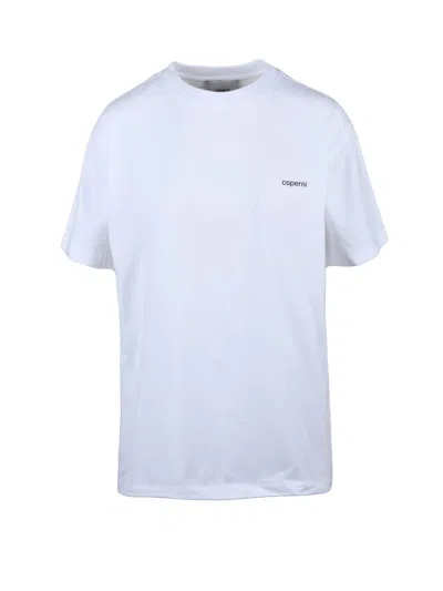 Coperni White Relaxed Fit Organic Cotton T-shirt In Blue