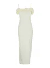 Coperni White Sleeveless Long Dress With Ruched Detail And Asymmetric Hem In White