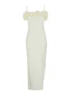 Coperni White Sleeveless Long Dress With Ruched Detail And Asymmetric Hem In White