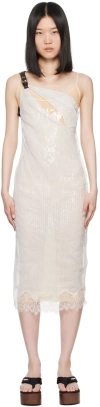 Coperni White Wrinkled Belt Midi Dress In White