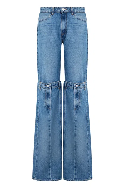 Coperni Wide Leg Denim Jeans With Unique Side Details In Blue