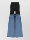 Coperni Wide Leg Elastic Waistband Trousers With Contrast Fabric