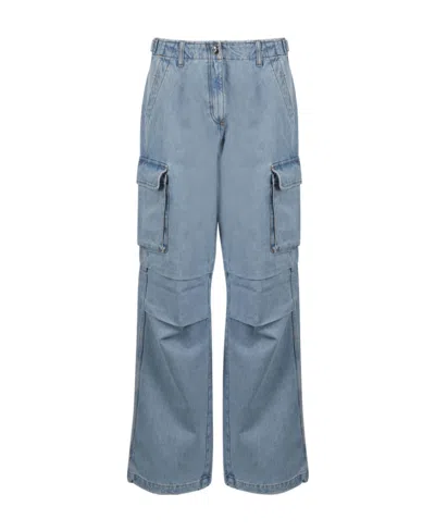 Coperni Denim Cargo Trousers In Gray