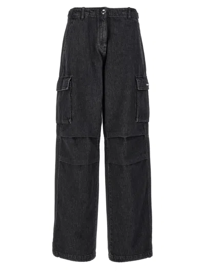 Coperni Wide-leg Denim Cargo Pants In Charcoal