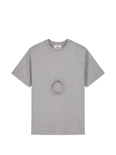 Coperni Window Circular Opening T-shirt In Gray