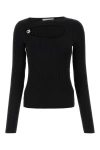 Coperni Unique Neckline Ribbed Viscose Top In Black