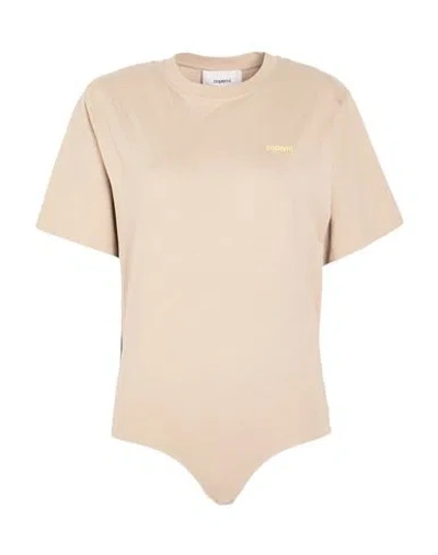 Coperni Woman Bodysuit Beige Size S Cotton In Nude