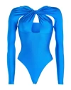 Coperni Woman Bodysuit Bright Blue Size Xs Polyamide, Elastane