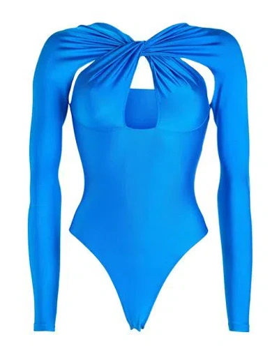 Coperni Woman Bodysuit Bright Blue Size Xs Polyamide, Elastane