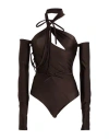 Coperni Woman Bodysuit Dark Brown Size S Polyamide, Elastane In Brown