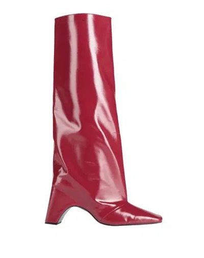 Coperni Woman Boot Burgundy Size 8 Leather In Burgundy Red