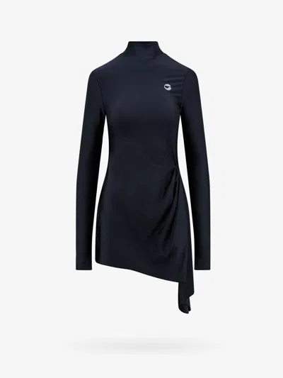 Coperni Asymmetric Midi Dress In Black