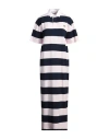 Coperni Striped Polo Long Dress Woman Navy E Pink In Blue