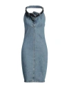 Coperni Woman Midi Dress Blue Size 4 Cotton In Blue