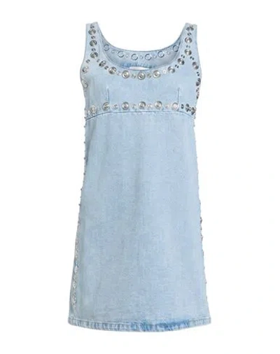 Coperni Woman Mini Dress Blue Size 10 Cotton