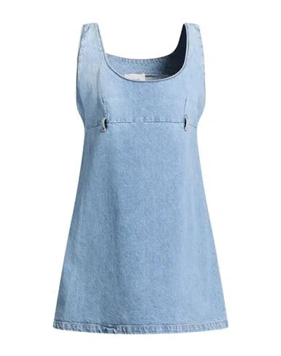 Coperni Woman Mini Dress Light Blue Size 8 Organic Cotton