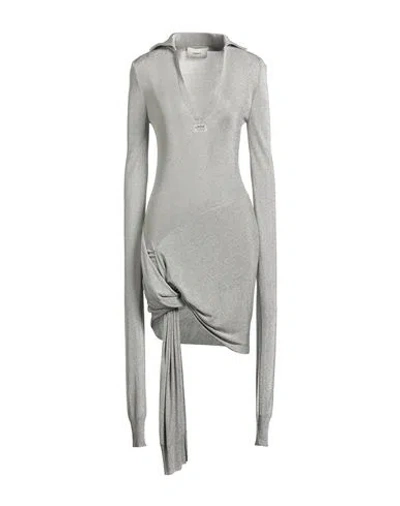 Coperni Woman Mini Dress Silver Size M Viscose, Metallic Fiber In Gray