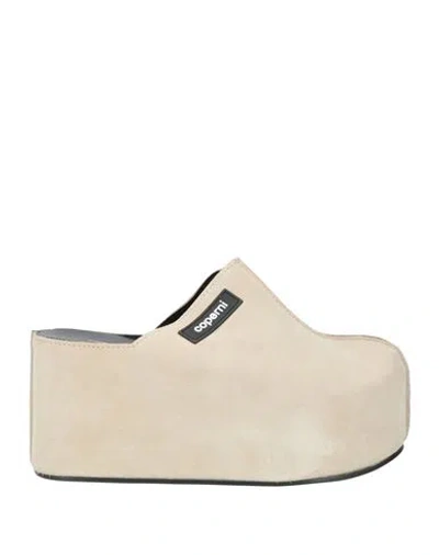 Coperni Logo Patch Suede Clogs In Beige