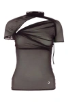 Coperni Sleeved Draped Mesh V-neck Top In Purple