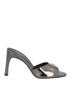 Coperni Woman Sandals Gunmetal Size 7 Leather In Gray