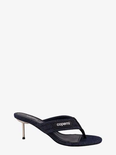 Coperni 70mm Denim Branded Thong Sandal In Black
