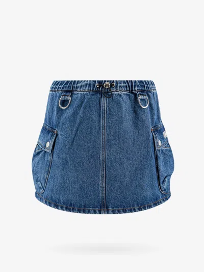 Coperni Appliqué-logo Denim Cargo Skirt In Blue