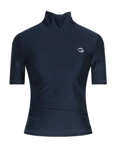 Coperni Logo-print High-neck T-shirt In Navy