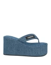 Coperni Logo-appliquéd Denim Wedge Flip Flops In Blue