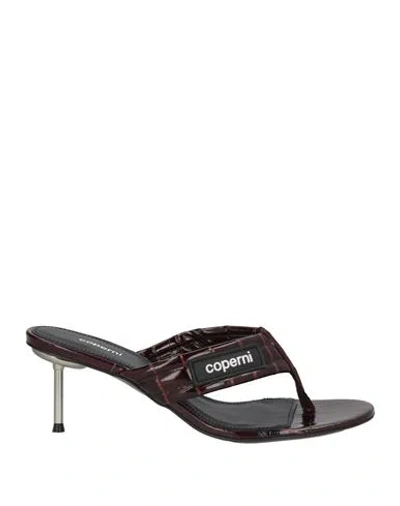 Coperni Woman Thong Sandal Chocolate Brown Size 8 Leather