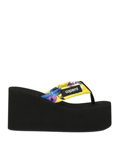 Coperni Woman Thong Sandal Yellow Size 7 Leather In Black