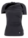 Coperni Asymmetric Draped Jersey Top In Black