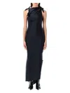 Coperni Embellished Asymmetric Flower Gown In Black