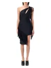 Coperni Asymmetric Fringed Mini Dress In Black