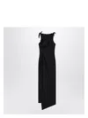 Coperni Embellished Asymmetric Flower Gown In Black