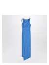 Coperni Womens Blue Sapphire Floral-embellished Asymmetric Stretch-jersey Maxi Dress In Blue