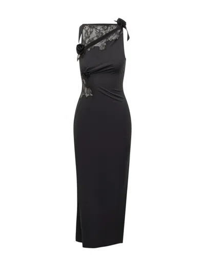 Coperni Black Lace One Shoulder Maxi Dress
