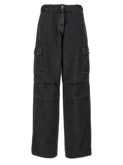 Coperni Women's Blue Wide Leg Cargo Jeans In Black