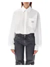 Coperni White Bodysuit With Classic Collar And Logo Patch On The Front In Cotton Woman In Whte