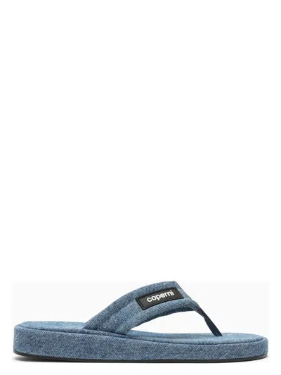 Coperni Women's Denim Flip-flops With Logo Sneaker
