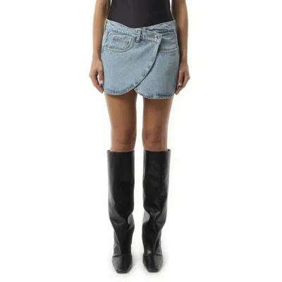 Coperni Women's Denim Mini Skirt In Blue Washed