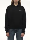 Coperni Black Sweatshirt With Logo Lettering And Front Kangaroo Pocket In Cotton Woman