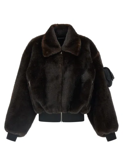 Coperni Women Faux Fur Bomber Jacket In Brown