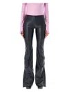 Coperni Flared High-waisted Trousers With Faux Leather Texture In Black