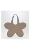 Coperni Flower Beige Leather Tote Bag In Beige
