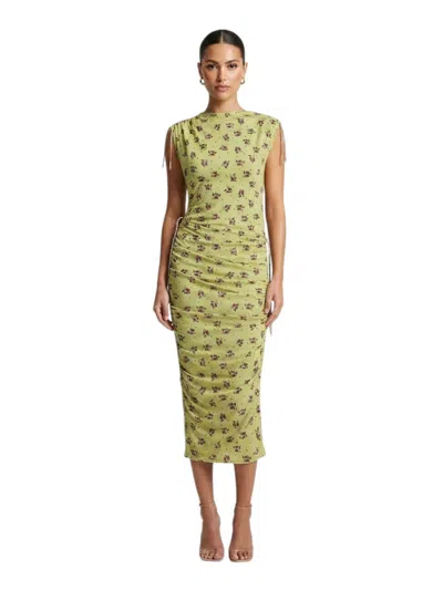 Coperni Women Green Floral Round Neck Midi Dress
