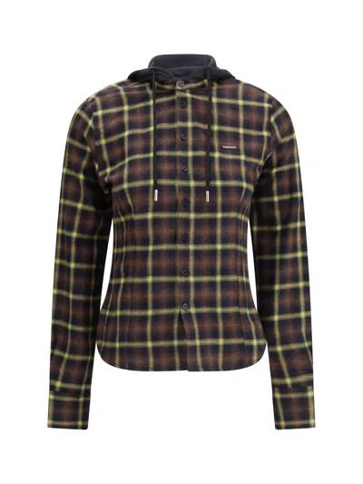 Coperni Women Hooded Shirt In Brown