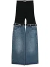 Coperni Hybrid Denim & Jersey Flared Pants In Blue