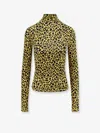 Coperni Fitted Long Sleeve Turtleneck Animal Print Top In Animal Print